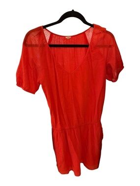 J Crew sunburst orange drop waist crinkle gauze mini dress women XS